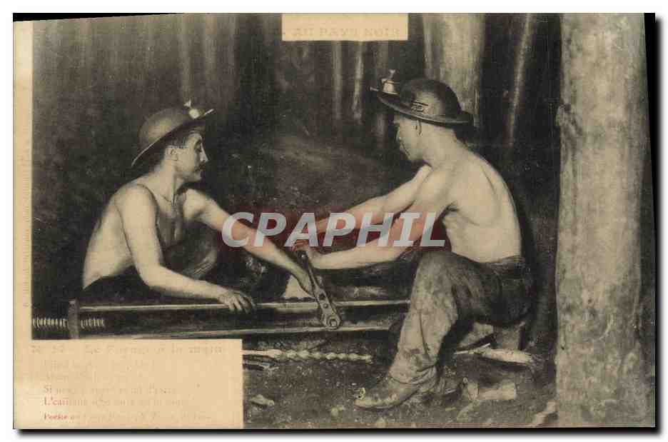 CPA Mine Mines Au Pays Noir Le forage a la main