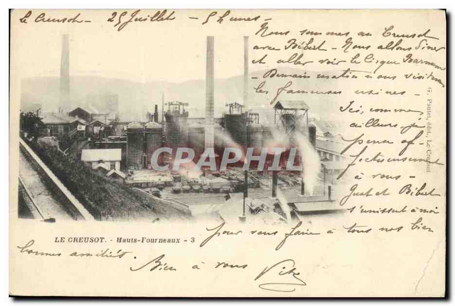 CPA Mine Mines Le Creusot Hauts Fourneaux 