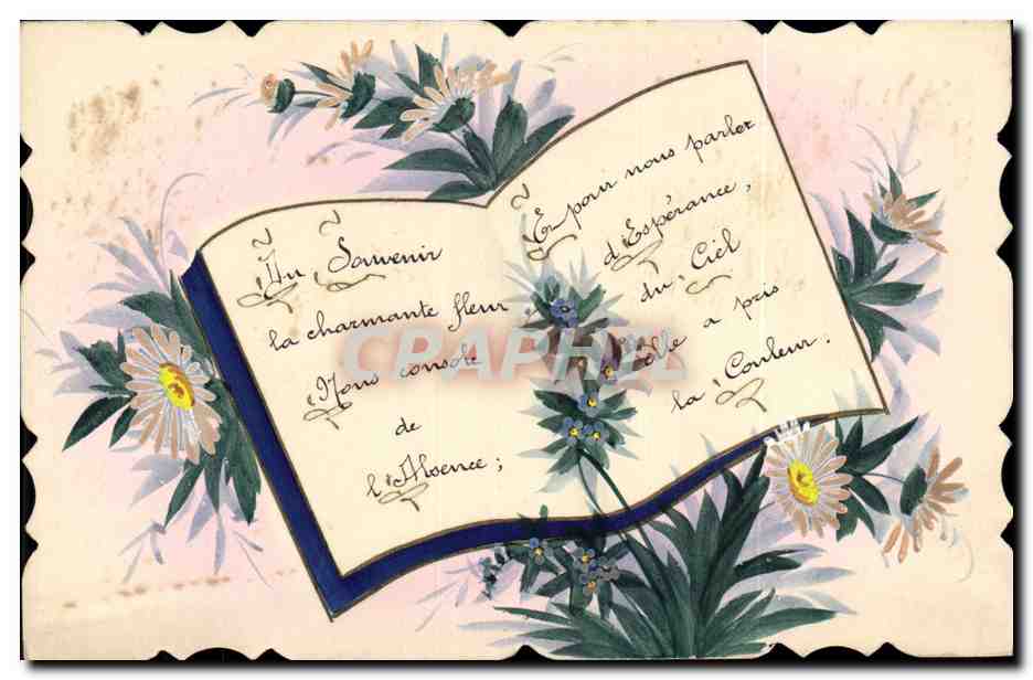 CPA Fantaisie Fleurs (dessin a la main) 