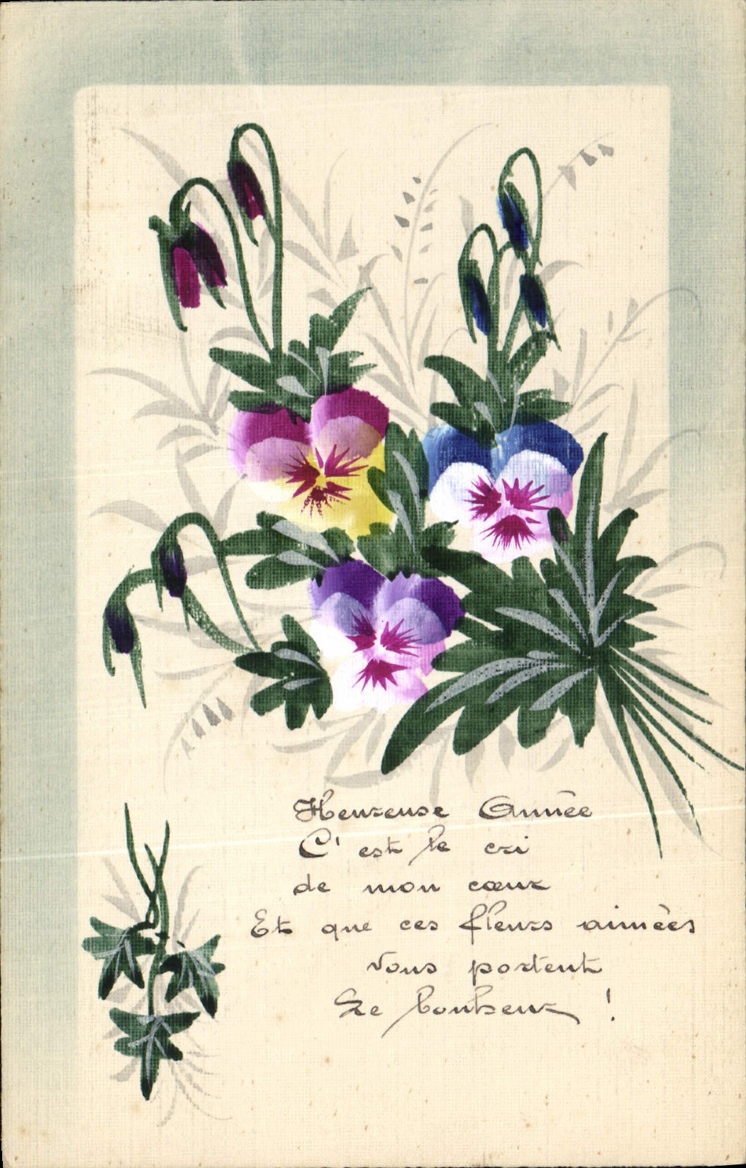 CPA Fantaisie Fleurs (dessin a la main) 