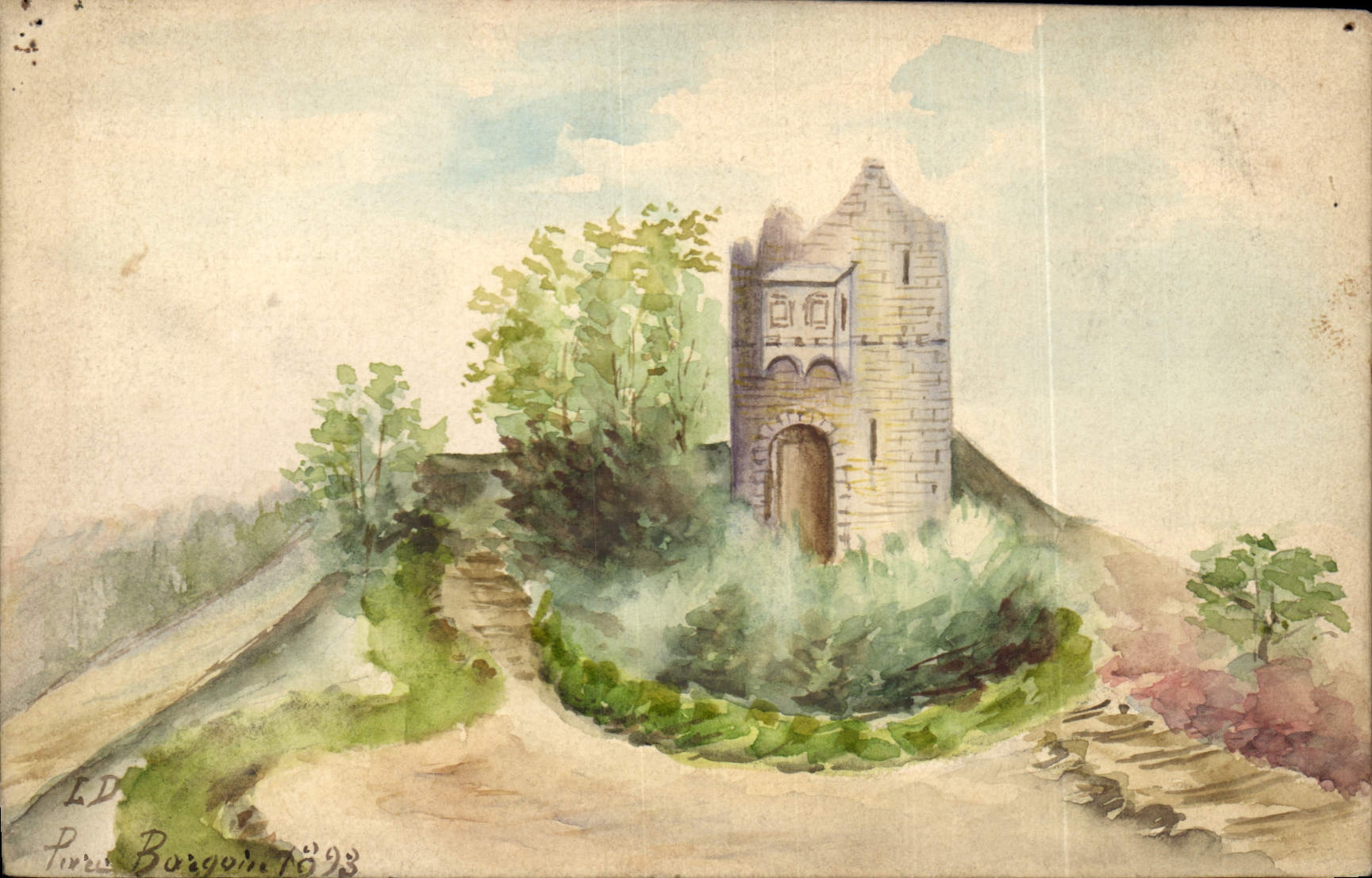 Antieke ansichtkaart Fantasie Kasteel (tekeningen met de hand)