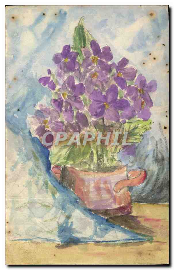 CPA Fantaisie Fleurs (dessin a la main) 