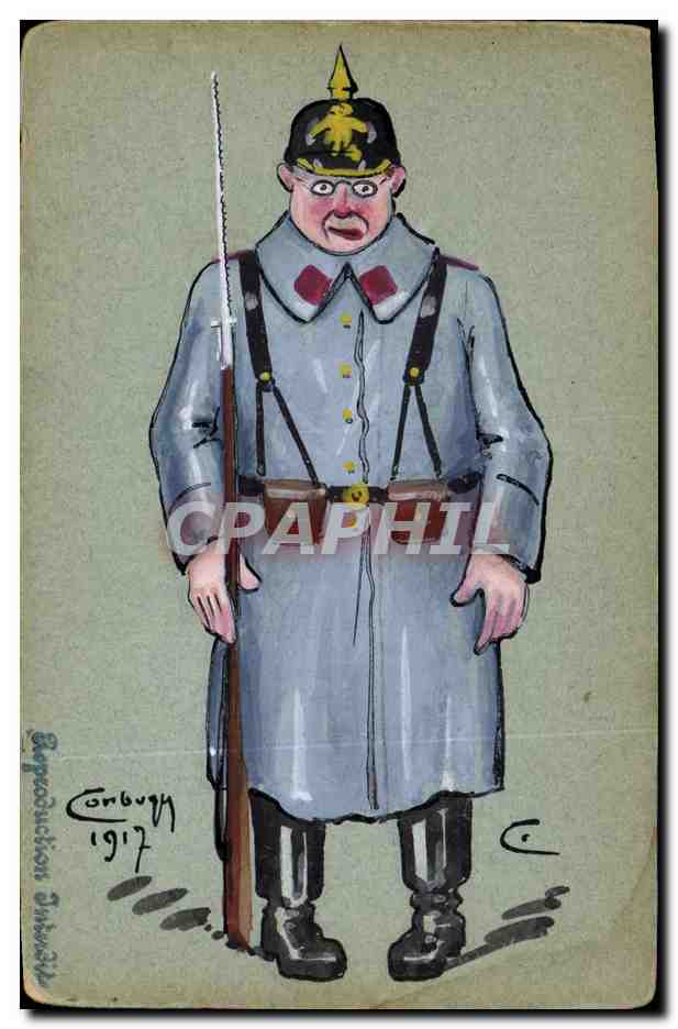 Soldat allemand caricaturé — 1917 — Corbigny