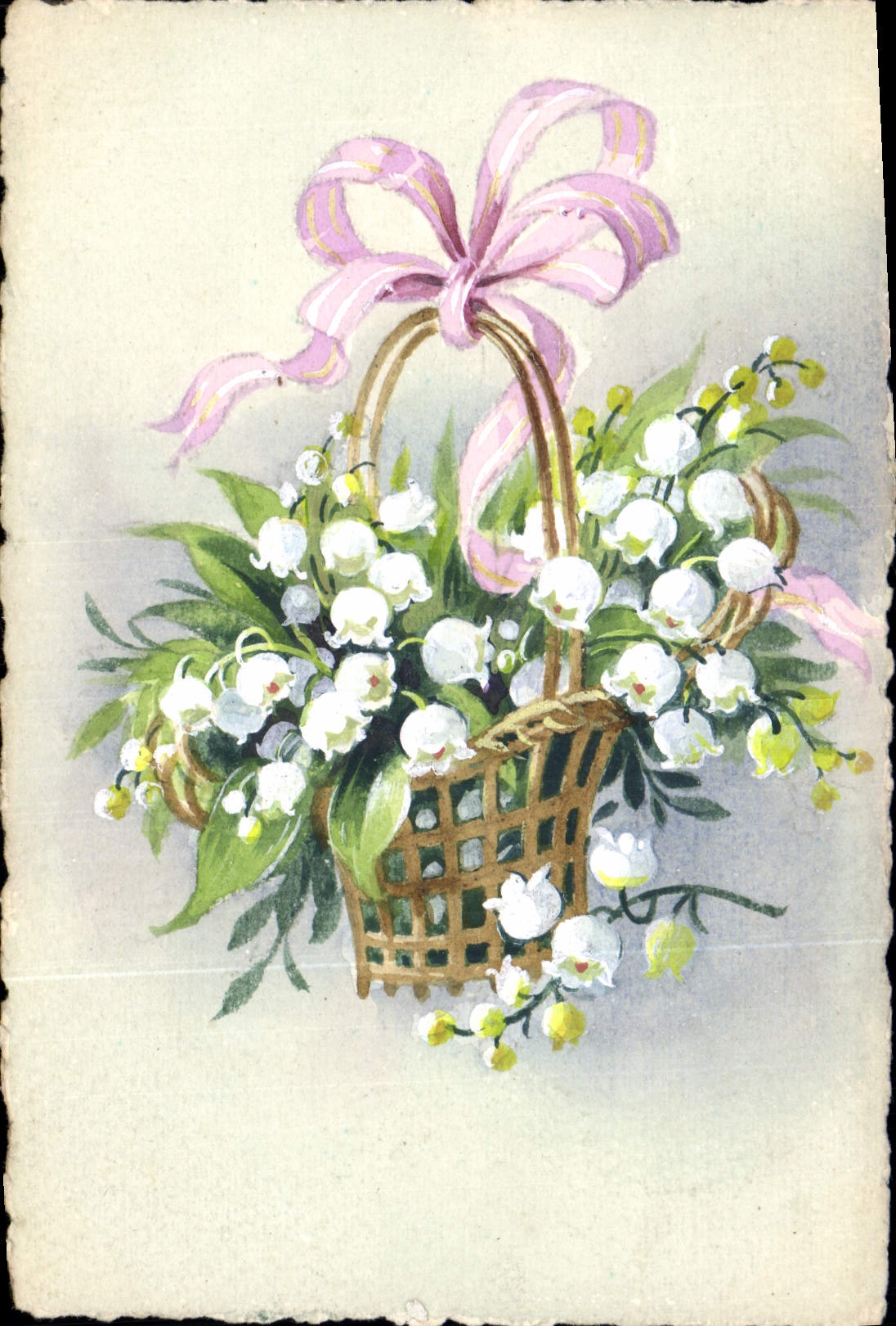 CPA Fantaisie Fleurs Muguet (dessin a la main) 