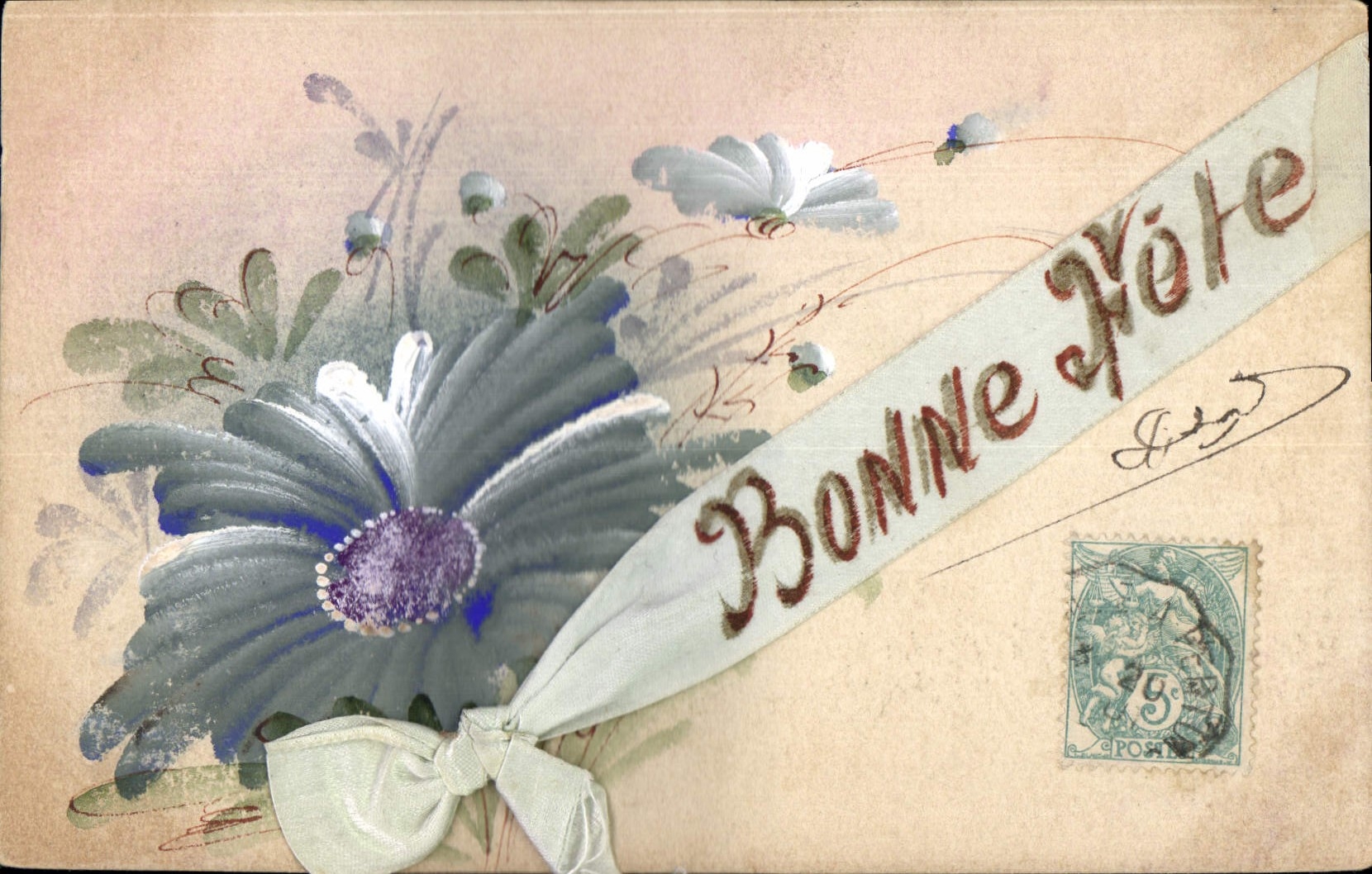 CPA Fantaisie Fleurs (dessin a la main) 