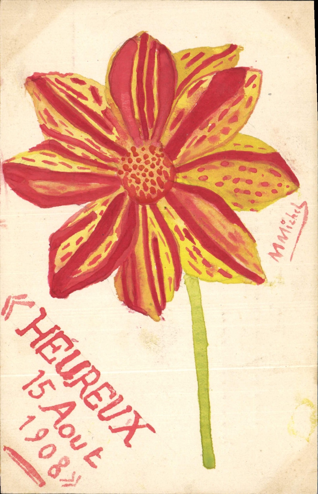 CPA Fantaisie Fleurs (dessin a la main) 
