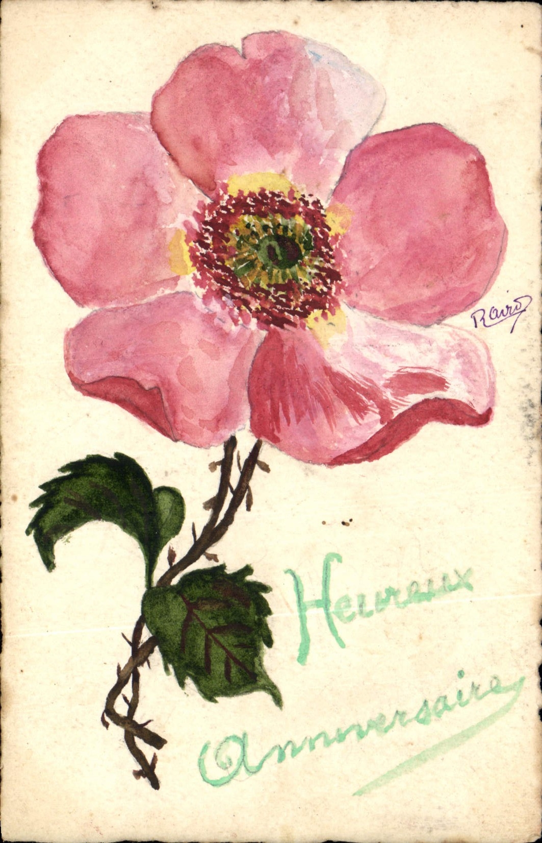 CPA Fantaisie Fleurs (dessin a la main) 