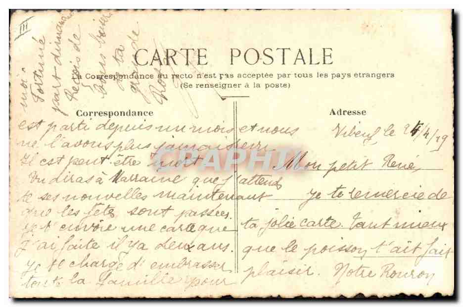 Noël — décor de gui — carte postale — Reverso
