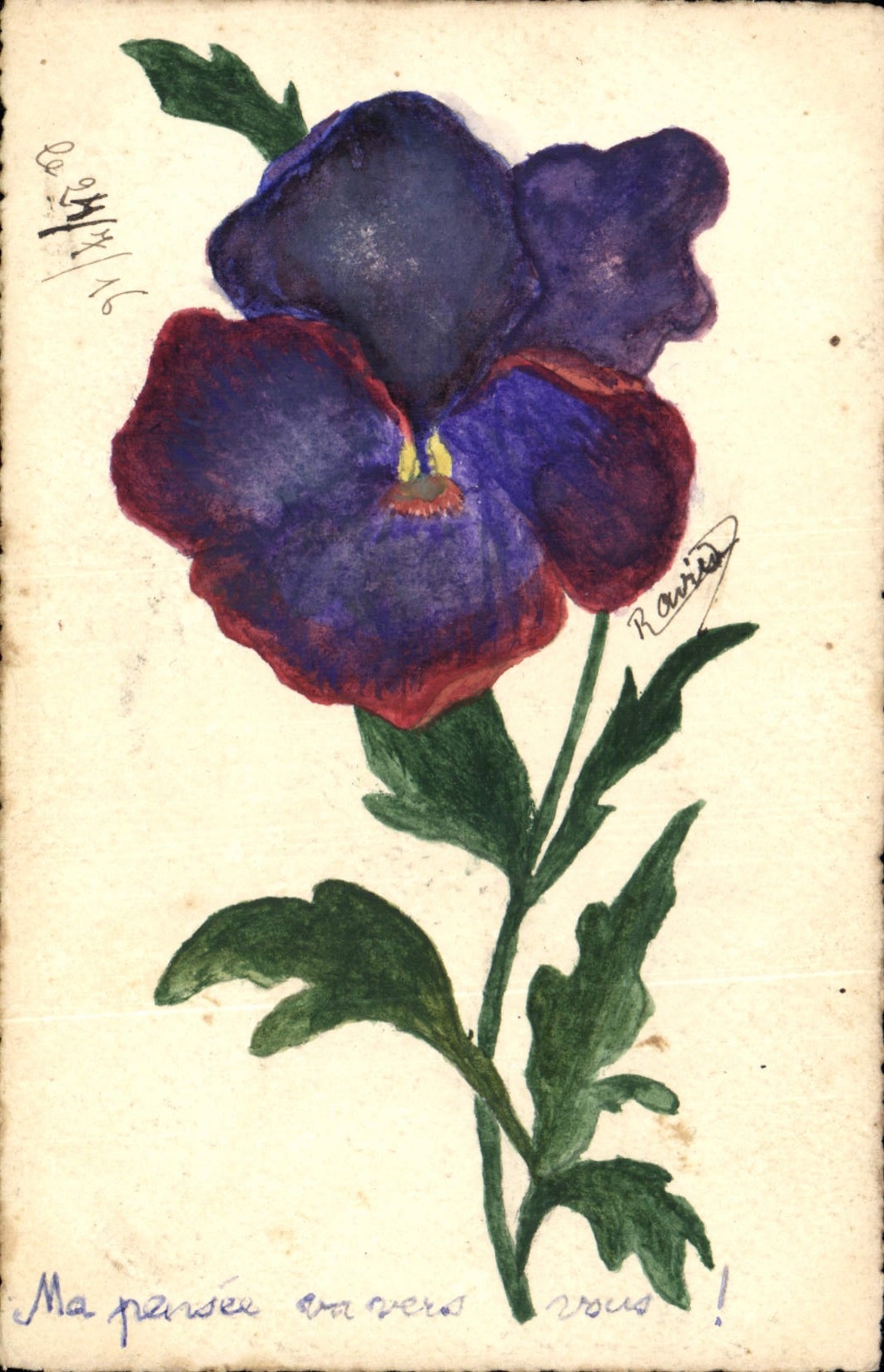 CPA Fantaisie Fleurs (dessin a la main) 