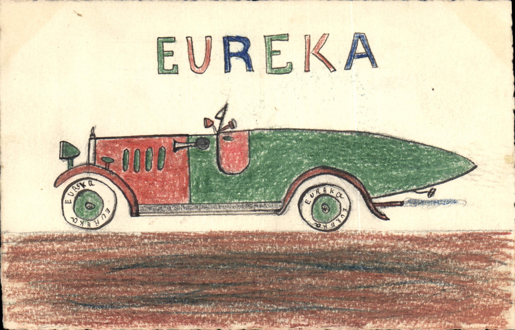 Voiture EUREKA — dessin enfantin — CPAPHIL