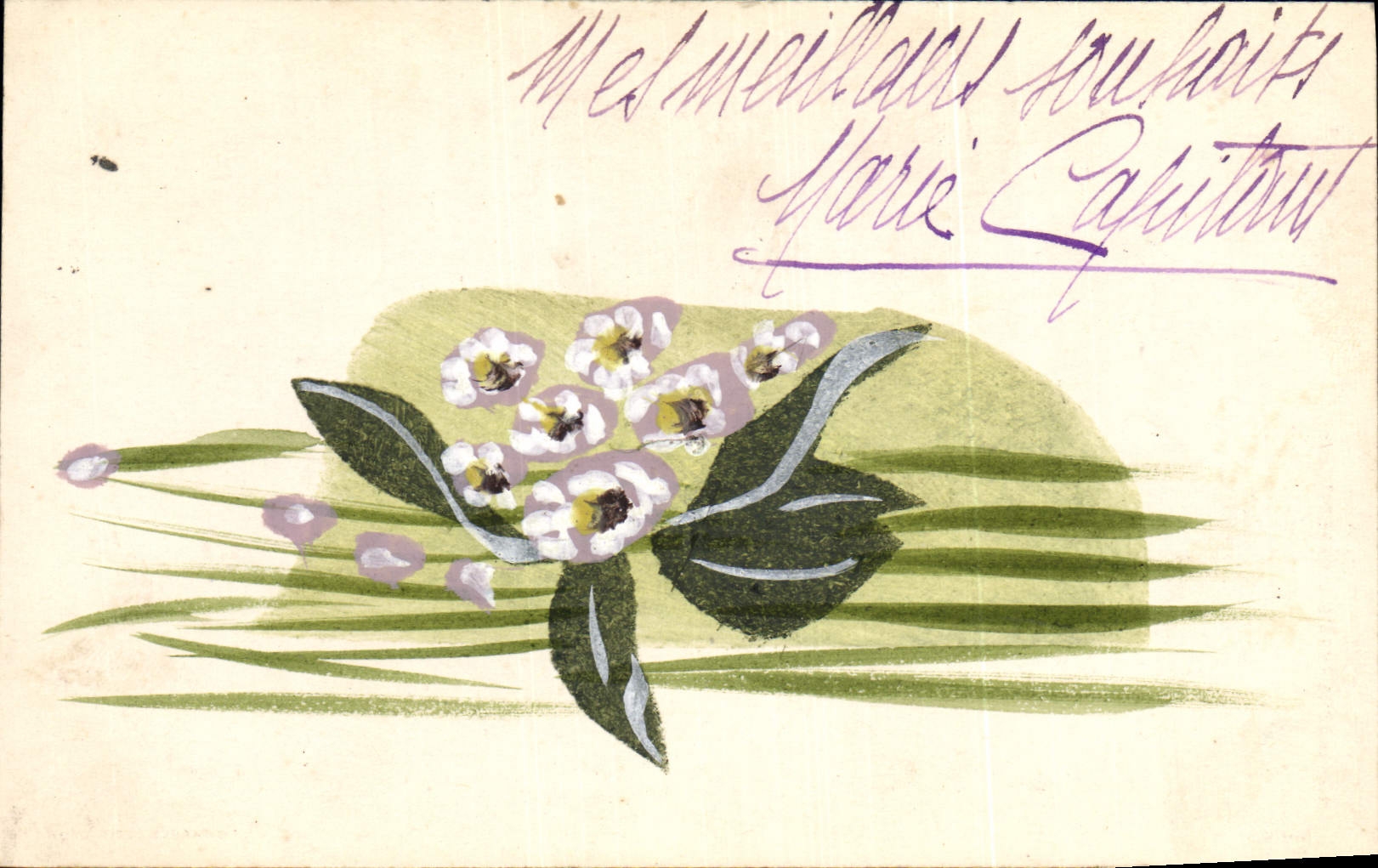 CPA Fantaisie Fleurs (dessin a la main) 