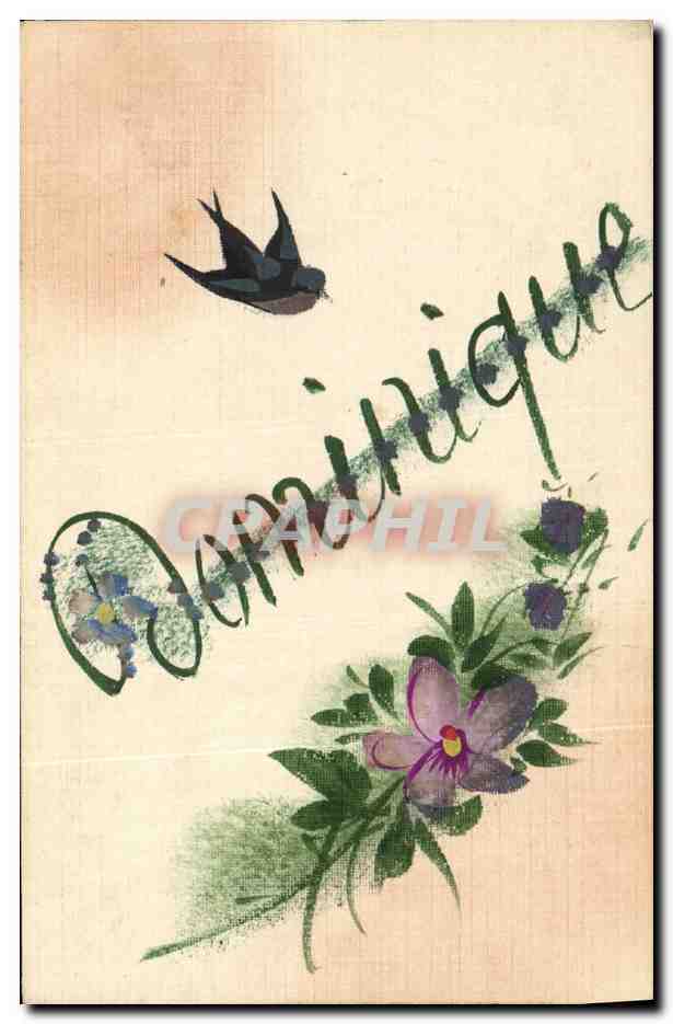 CPA Fantaisie Fleurs Dominique Oiseau (dessin a la main) 