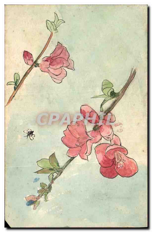 CPA Fantaisie Fleurs (dessin a la main) 