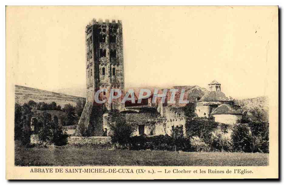 CPA Chateau Abbaye de Saint Michel de cuxa Le clocher et les ruines de l'eglise