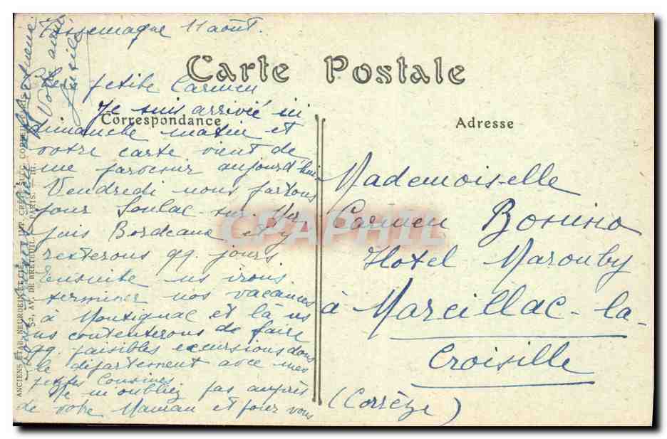 CPA Chateau Perigueux La tour et les jardins de Vesone — Rückseite