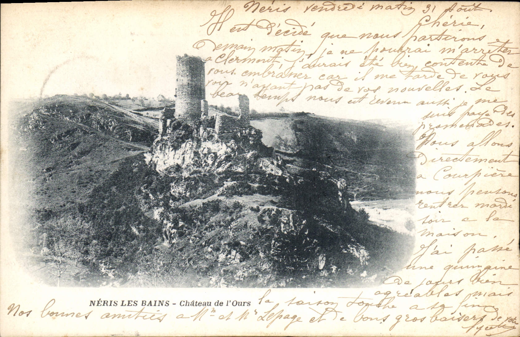 Néris-les-Bains — Château de l'Ours — éditeur inconnu, n° de série non visible