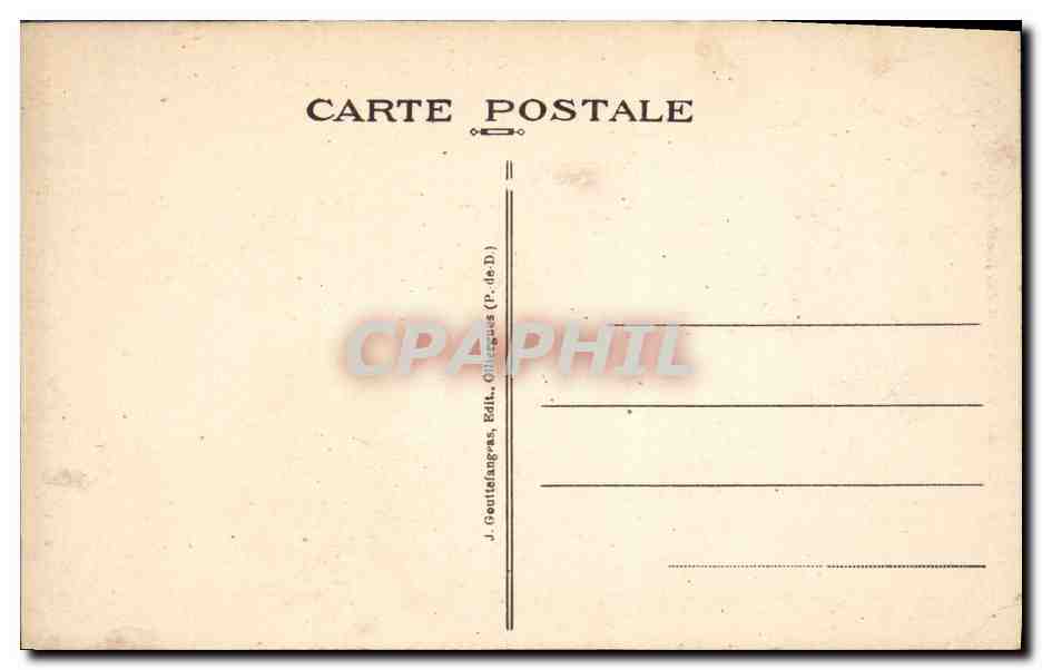 CPA Chateau de Murols Porte d'entree du Chateau avec ecusson aux armes des Murols et d'Estaings — Verso