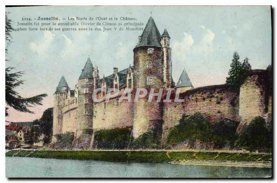 CPA Chateau Josselin Les Bords de l'Oust et le chateau 