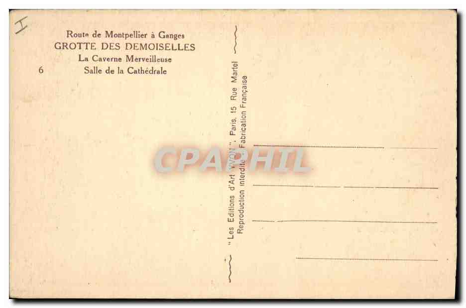 Grotte des Demoiselles — La Caverne Merveilleuse — Salle de la Cathédrale — Éditions d'Art WYON, Paris — Reverso