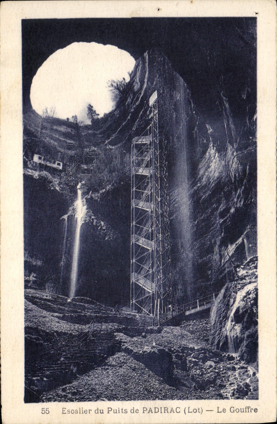 Escalier du Puits de Padirac (Lot) — Le Gouffre — Phototypie-Hélio
