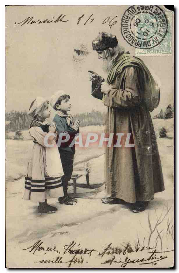 CPA Fantaisie Pere Noel Enfants