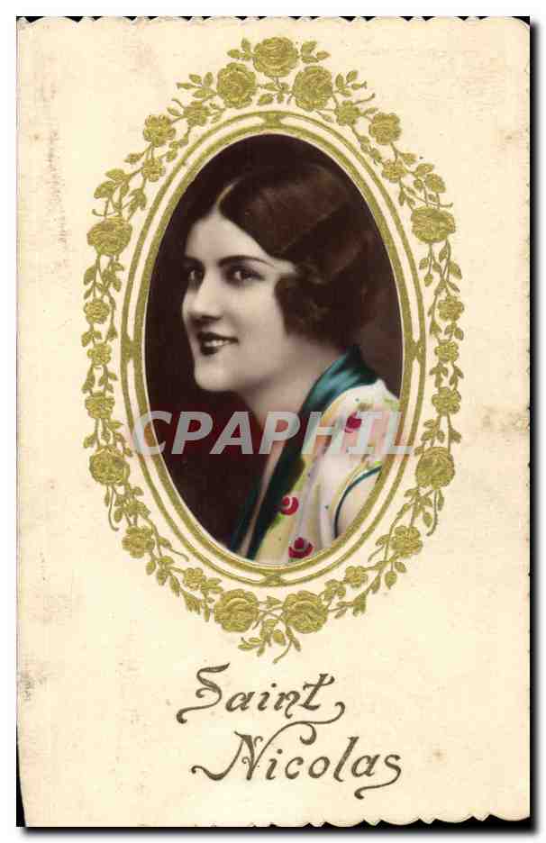 CPA Fantaisie Saint Nicolas Femme Noel 