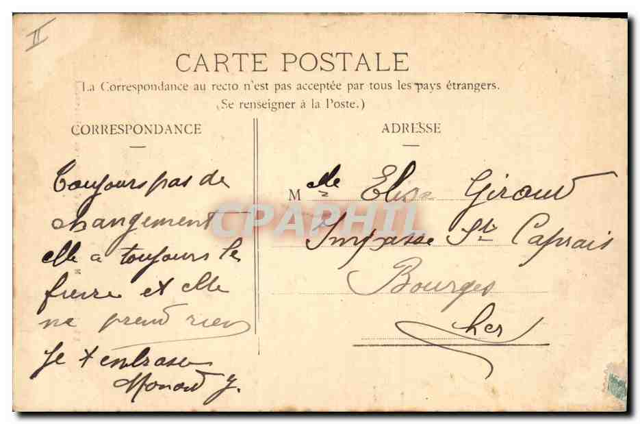 CPA Palais de Justice Rue de l'Arsenal Besancon — Verso