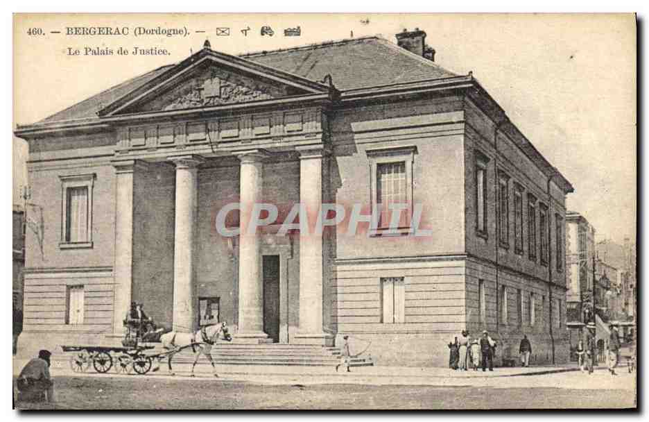 CPA Palais de Justice Bergerac Caleche Cheval
