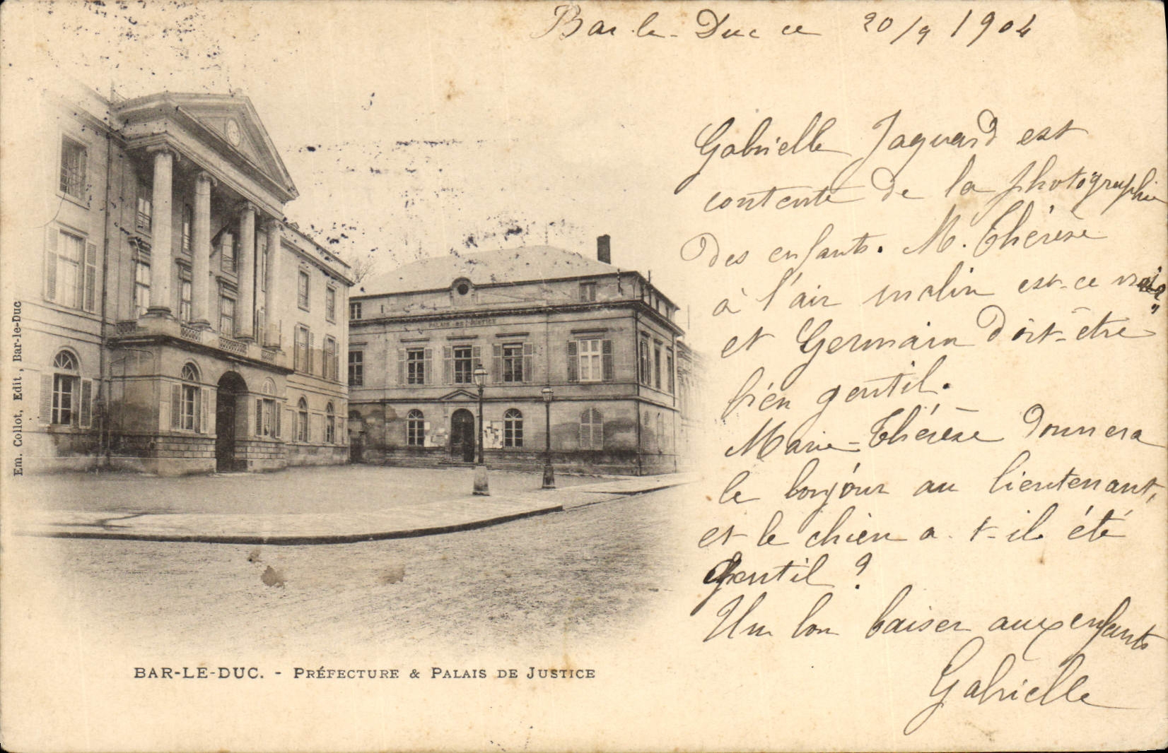 Bar-le-Duc - Préfecture & Palais de Justice — Éditeur Em. Collot, Bar-le-Duc, n° de série non visible