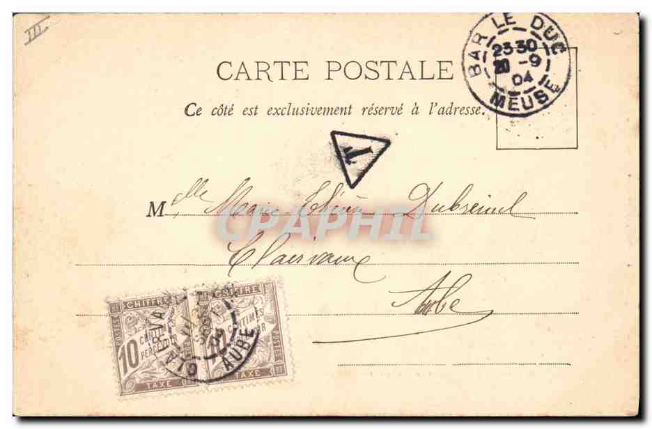 Bar-le-Duc - Préfecture & Palais de Justice — Éditeur Em. Collot, Bar-le-Duc, n° de série non visible — Verso