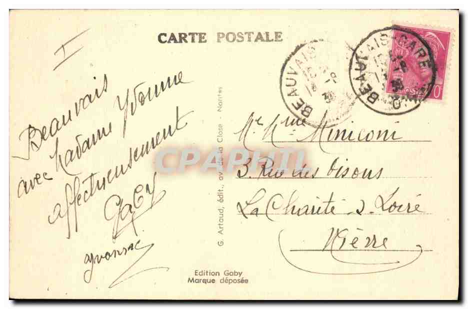 CPA Palais de Justice Beauvais Tours a poivrieres — Rückseite