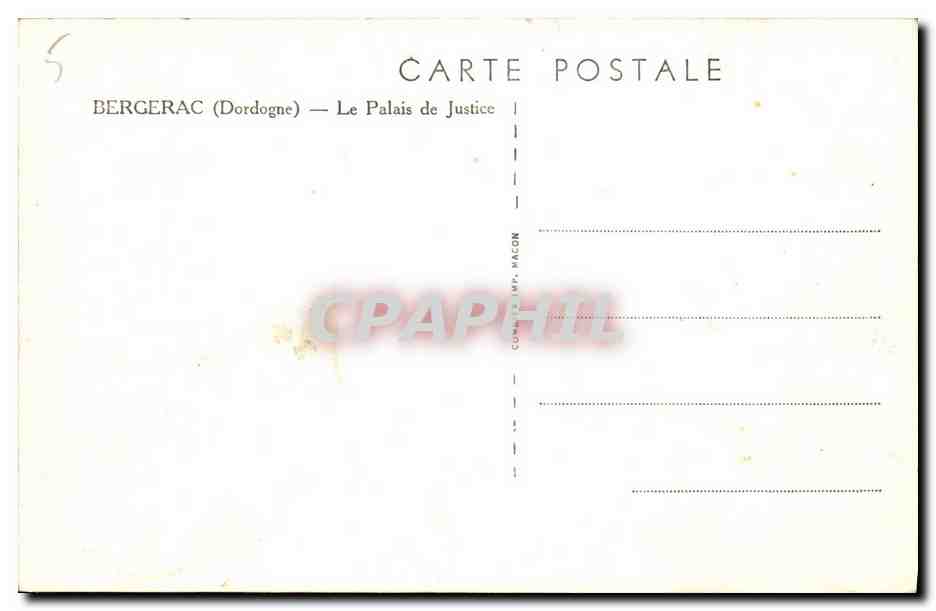 CPA Palais de Justice Bergerac — Rückseite