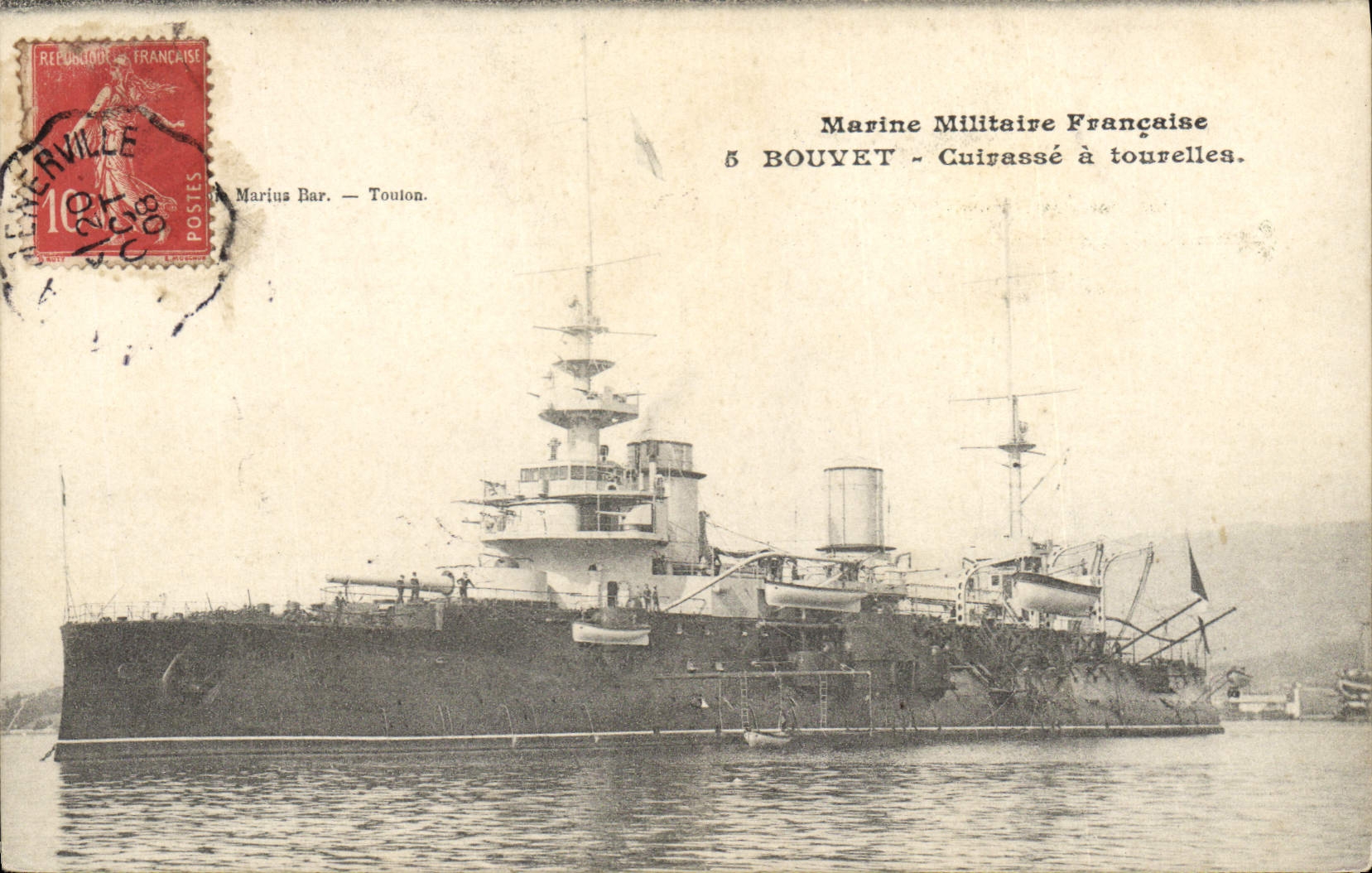 Bouvet - Cuirassé à tourelles — Marine Militaire Française — Marius Bar — Toulon.