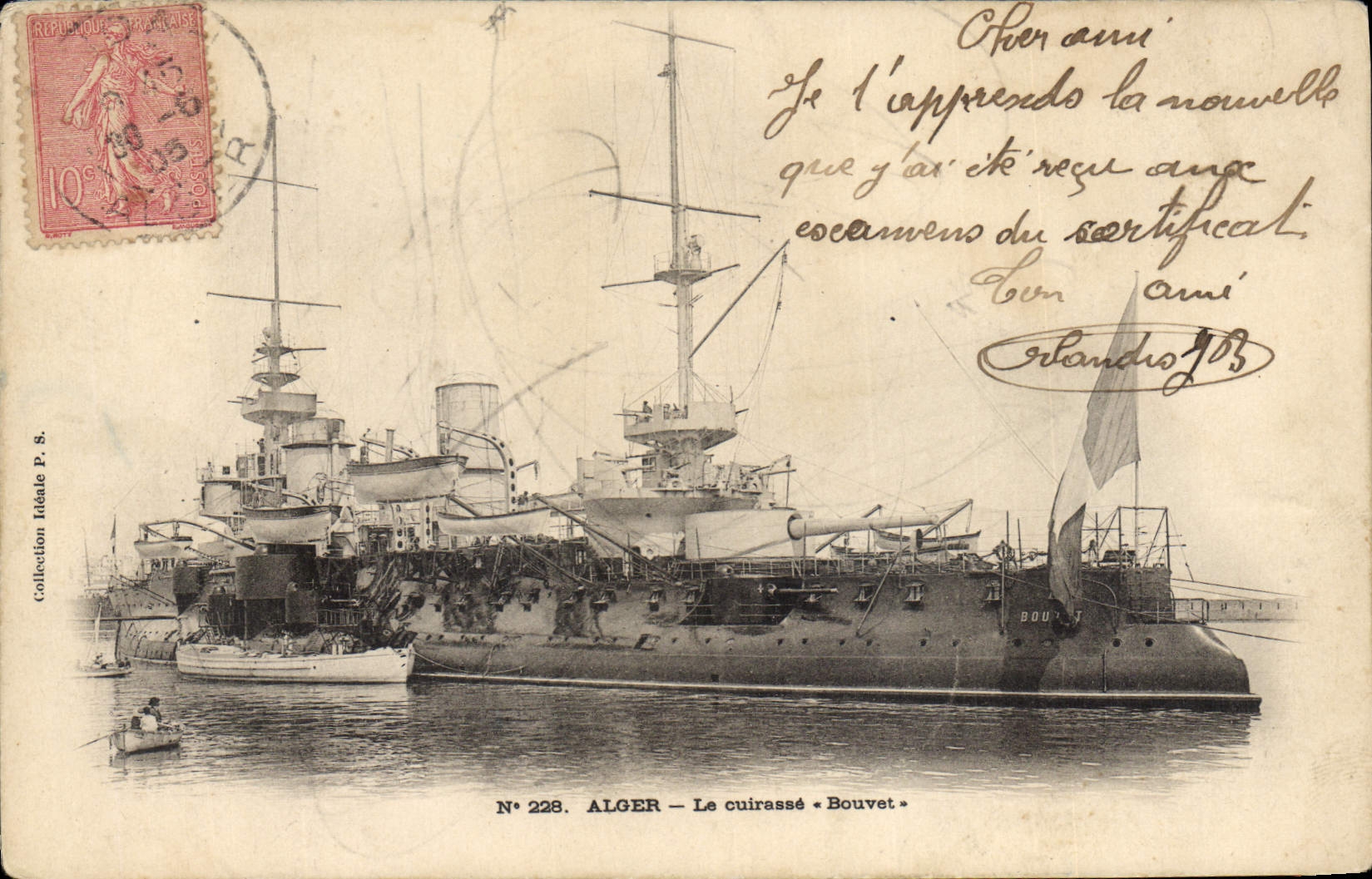 ALGER — Le cuirassé Bouvet — Collection Italie P. S. N° 228