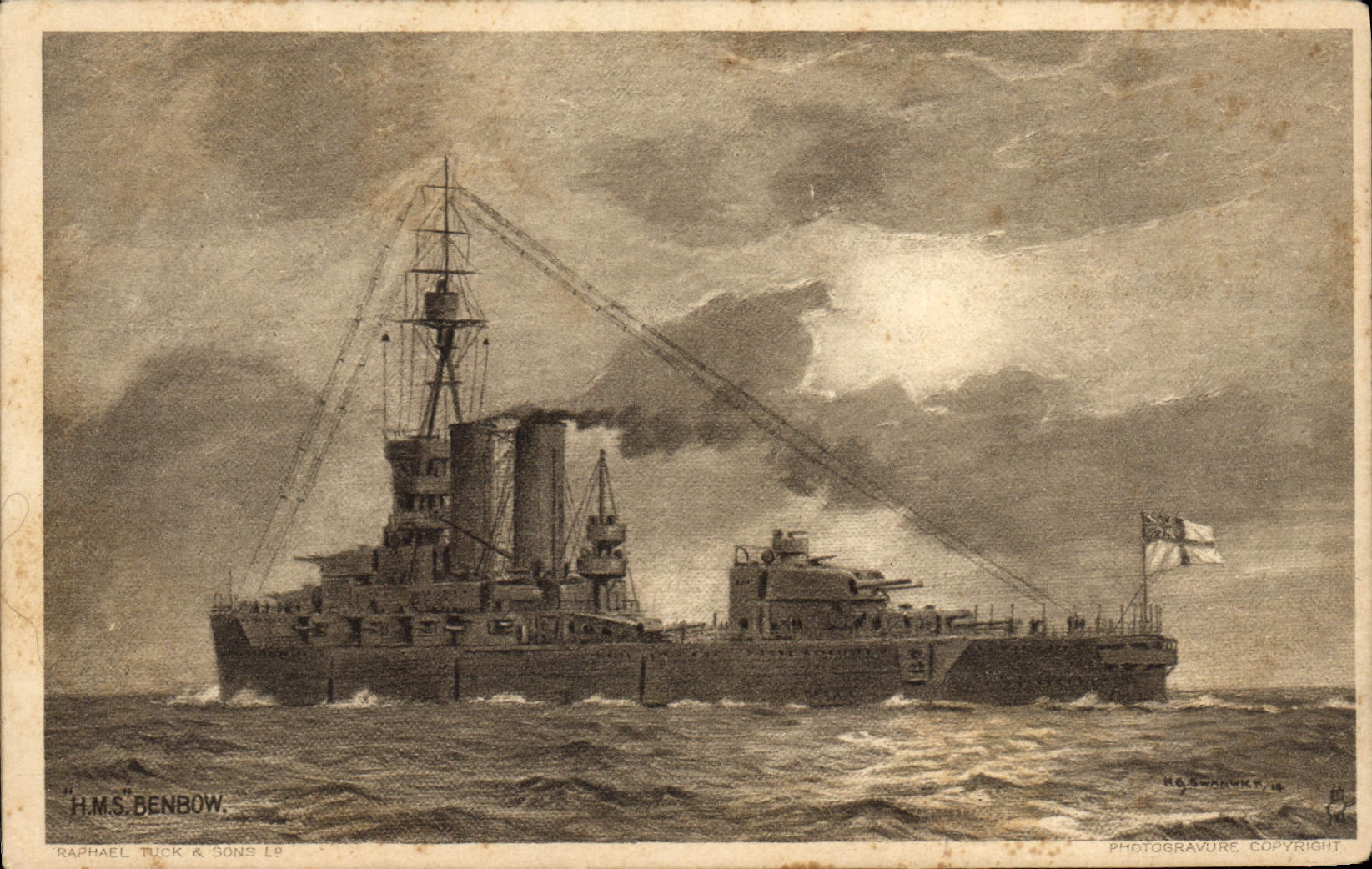 CPA Bateau de Guerre HMS Benbow