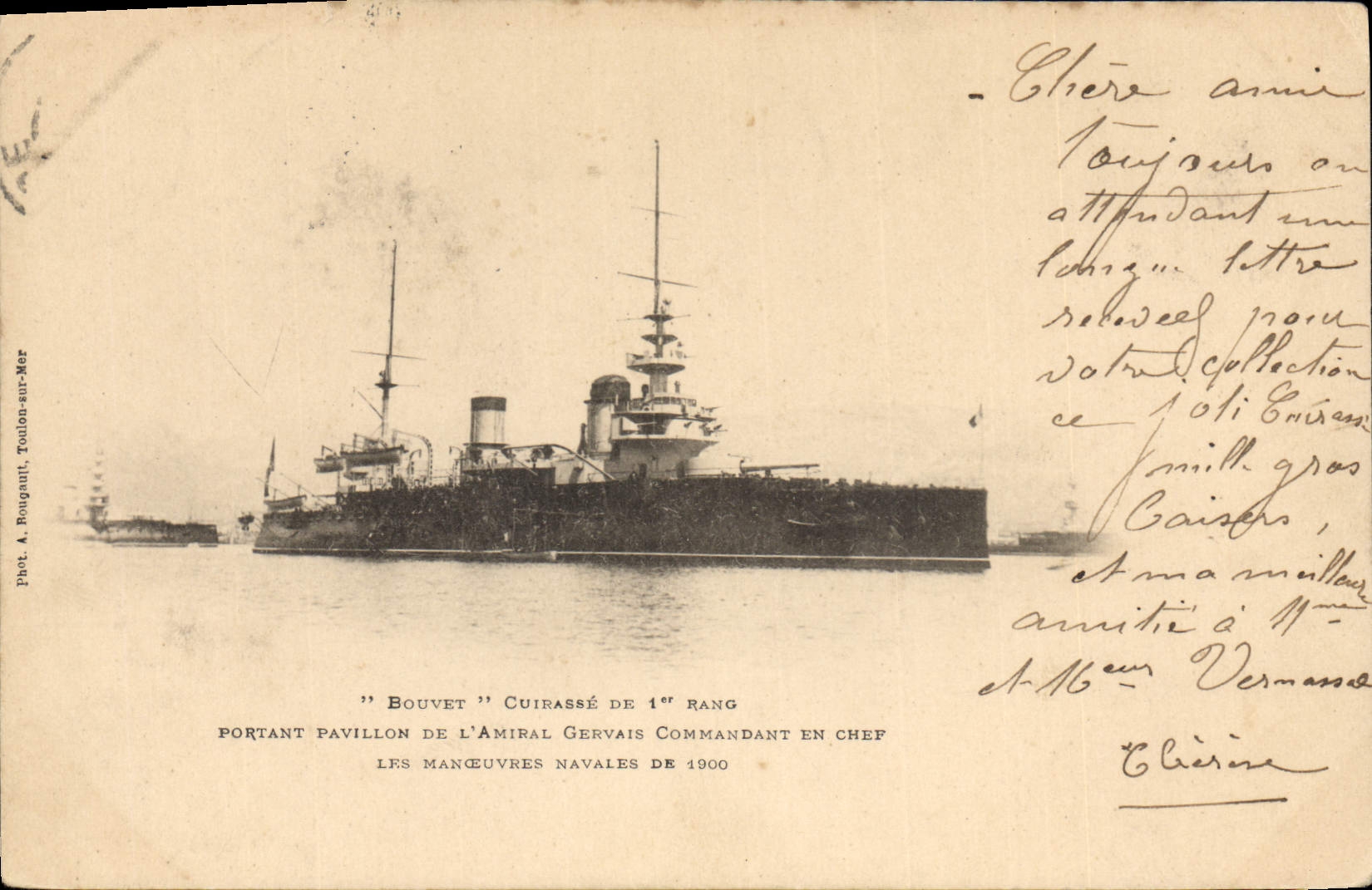 Bouvet — Cuirassé de 1er rang — Port. A. Rougault, Toulon-sur-Mer