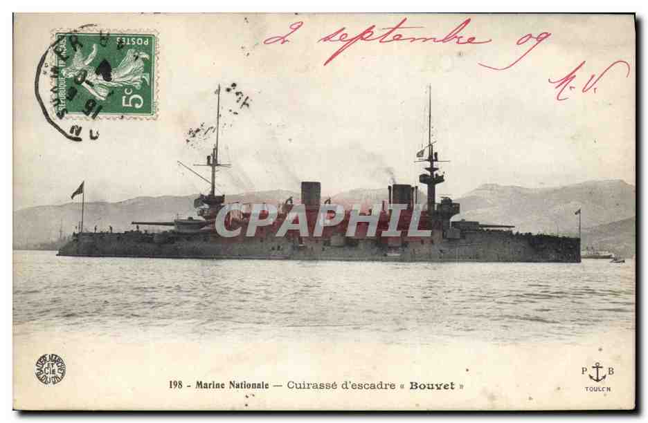 CPA Bateau de Guerre Bouvet Cuirasse d'escadre