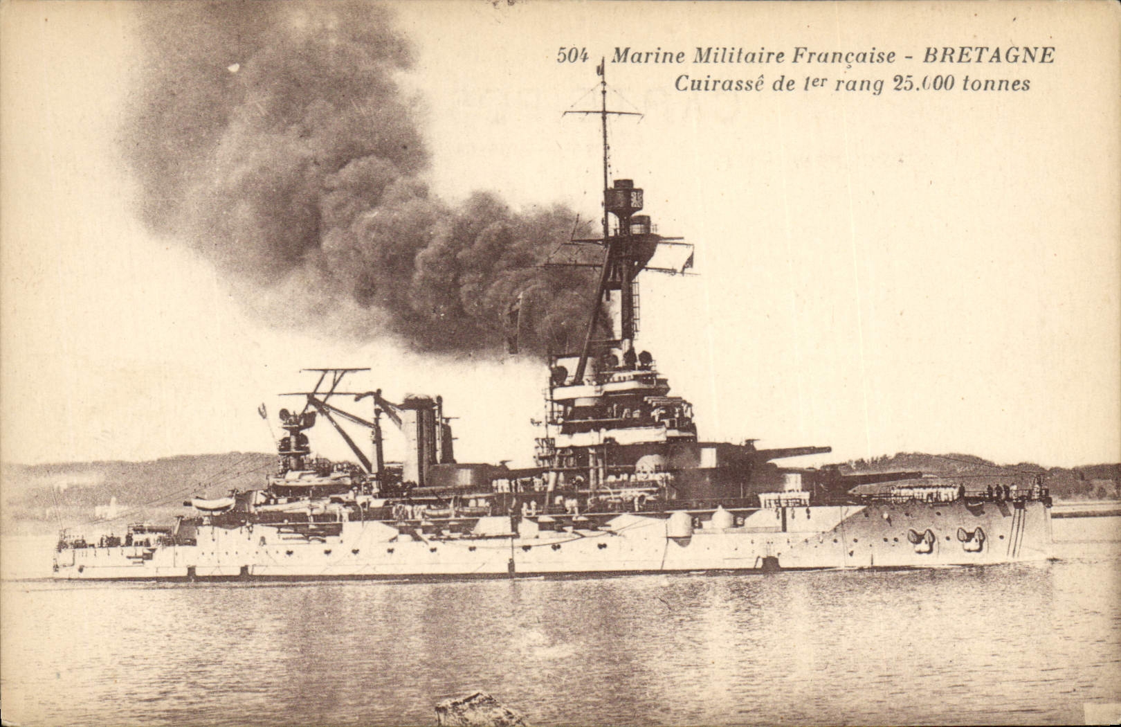 Bretagne — Cuirassé de 1er rang 25.000 tonnes — Édit. de la Côte d'Azur, Toulon