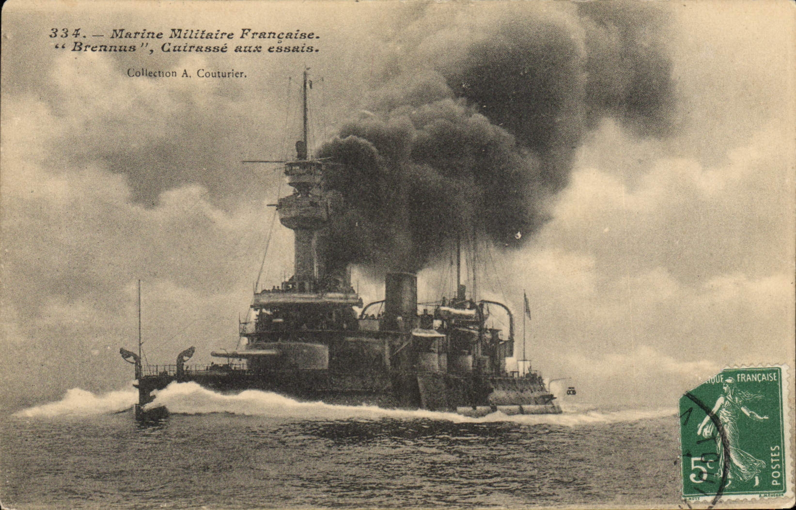 CPA Bateau de Guerre Brennus Cuirasse aux essais