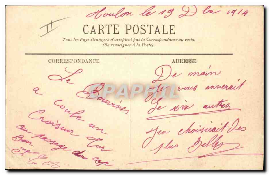 CPA Bateau de Guerre Le Bouvines Cuirasse d'escadre  — Verso