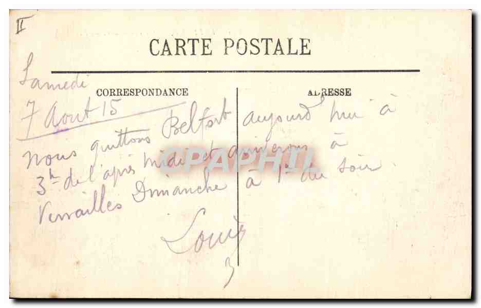 CPA Prefecture Belfort — Rückseite