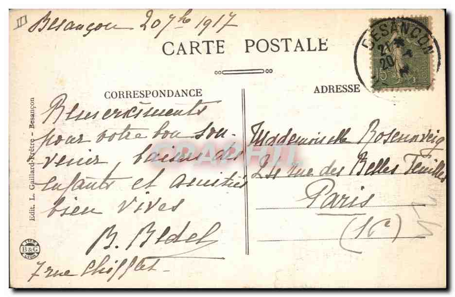 CPA Prefecture Besancon — Verso