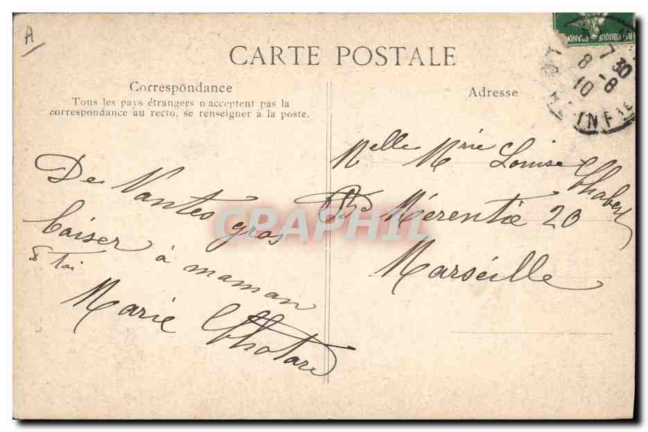 CPA Folklore Environs de Roscoff Jeune fille de l'Ile de Batz — Verso