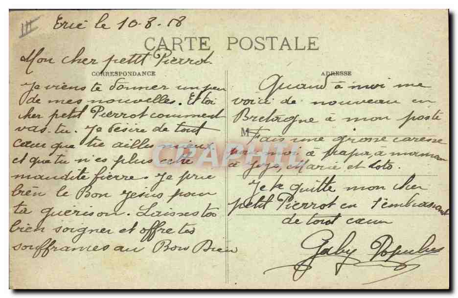 CPA Folklore Jeune fille de Pontivy — Verso
