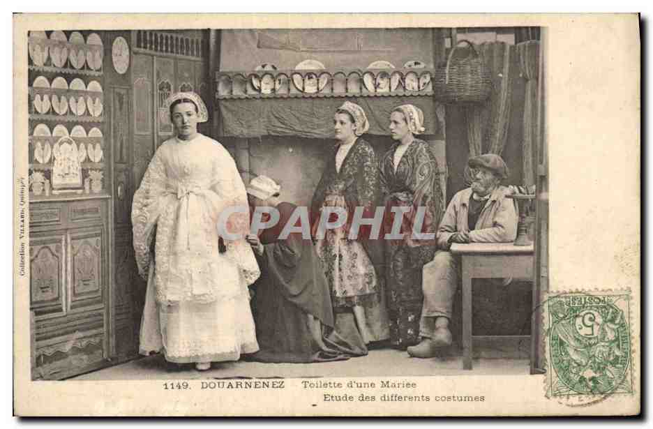 Antike Ansichtskarte Folklore Douarnenez Hochzeitsvorbereitung