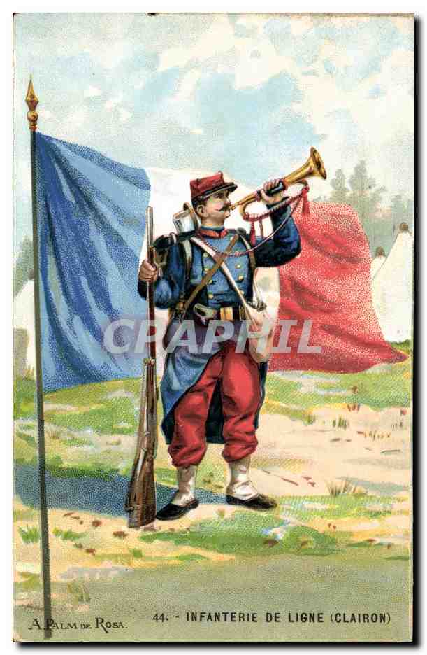 CPA Militaria Infanterie de ligne Clairon Drapeau