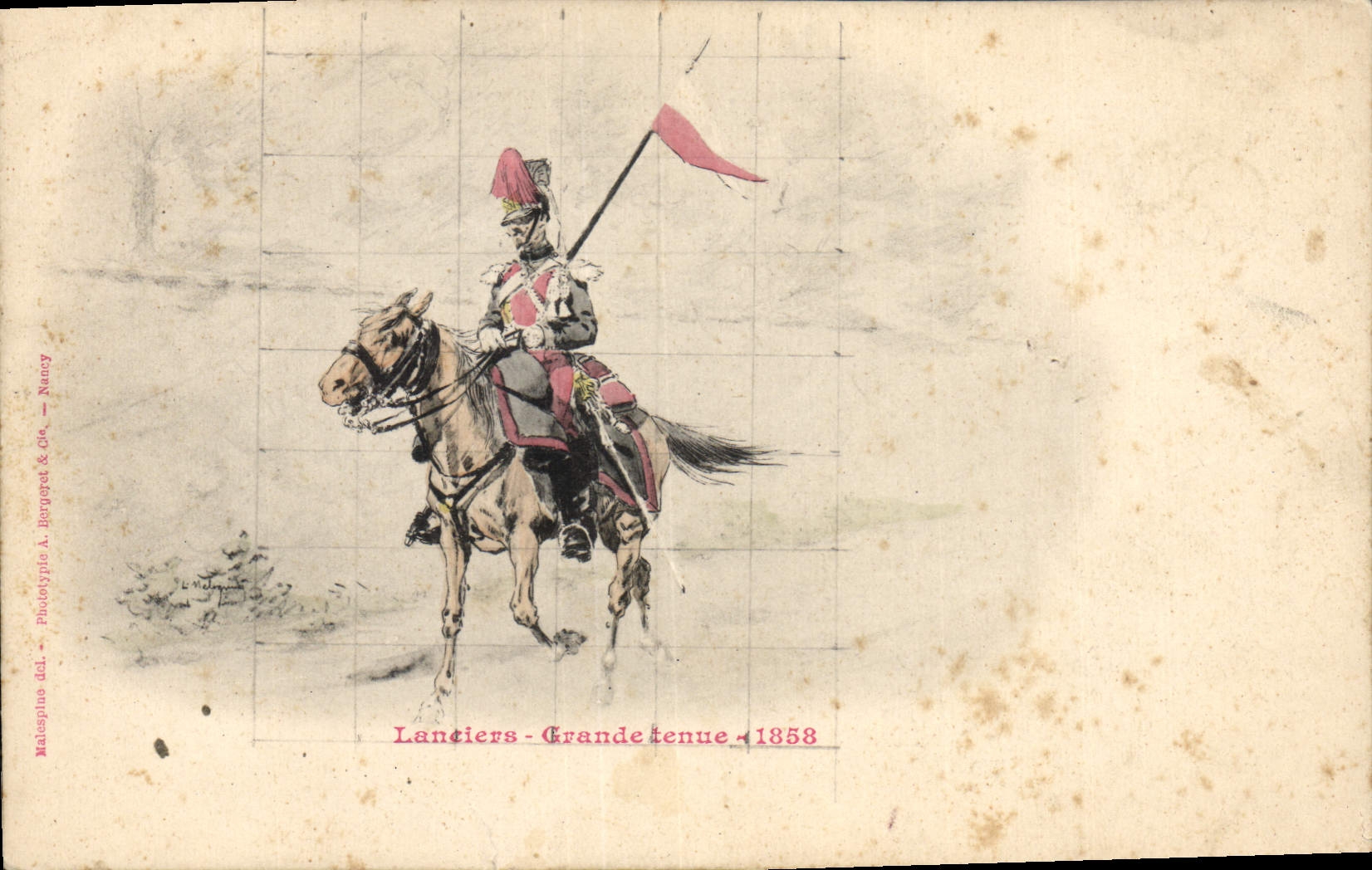 CPA Militaria Lanciers Grande Tenue 1858