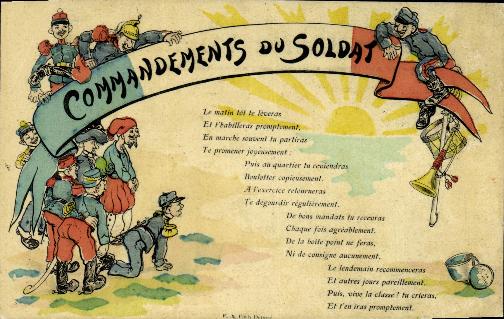 Commandements du Soldat — Éditeur E. A. Paris Déposé - Recto
