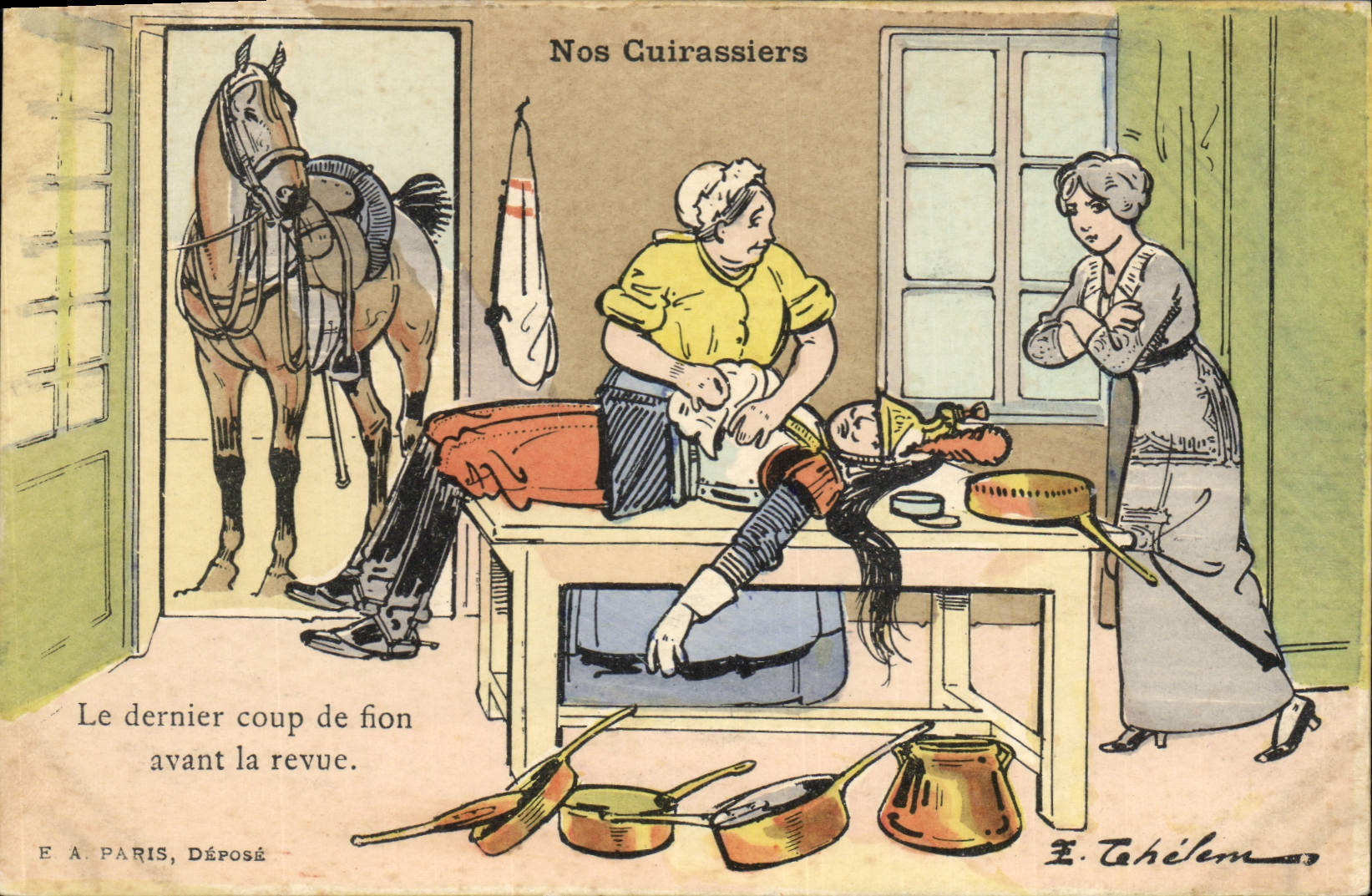 Nos Cuirassiers — Le dernier coup de fion avant la revue — E. Tahilém, Paris