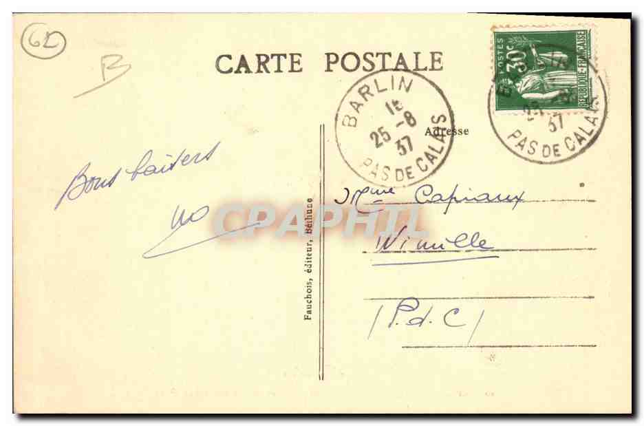 CPA Mine Mines Mineurs Le triage Mines de Marles — Verso